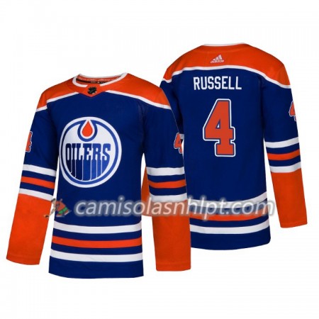 Camisola Edmonton Oilers Kris Russell 4 Adidas 2018-2019 Alternate Authentic - Homem
